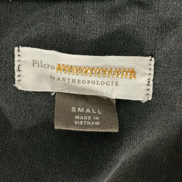 Pilcro Anthropologie Juni Button Up Shirt Top Gray Ruffle Distressed Small - Picture 6 of 11